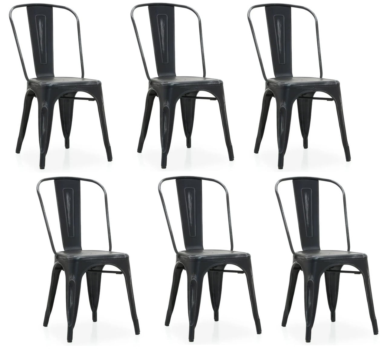 PACK 6 SILLA TOLIX PARA COMEDOR DE METAL - NEGRO