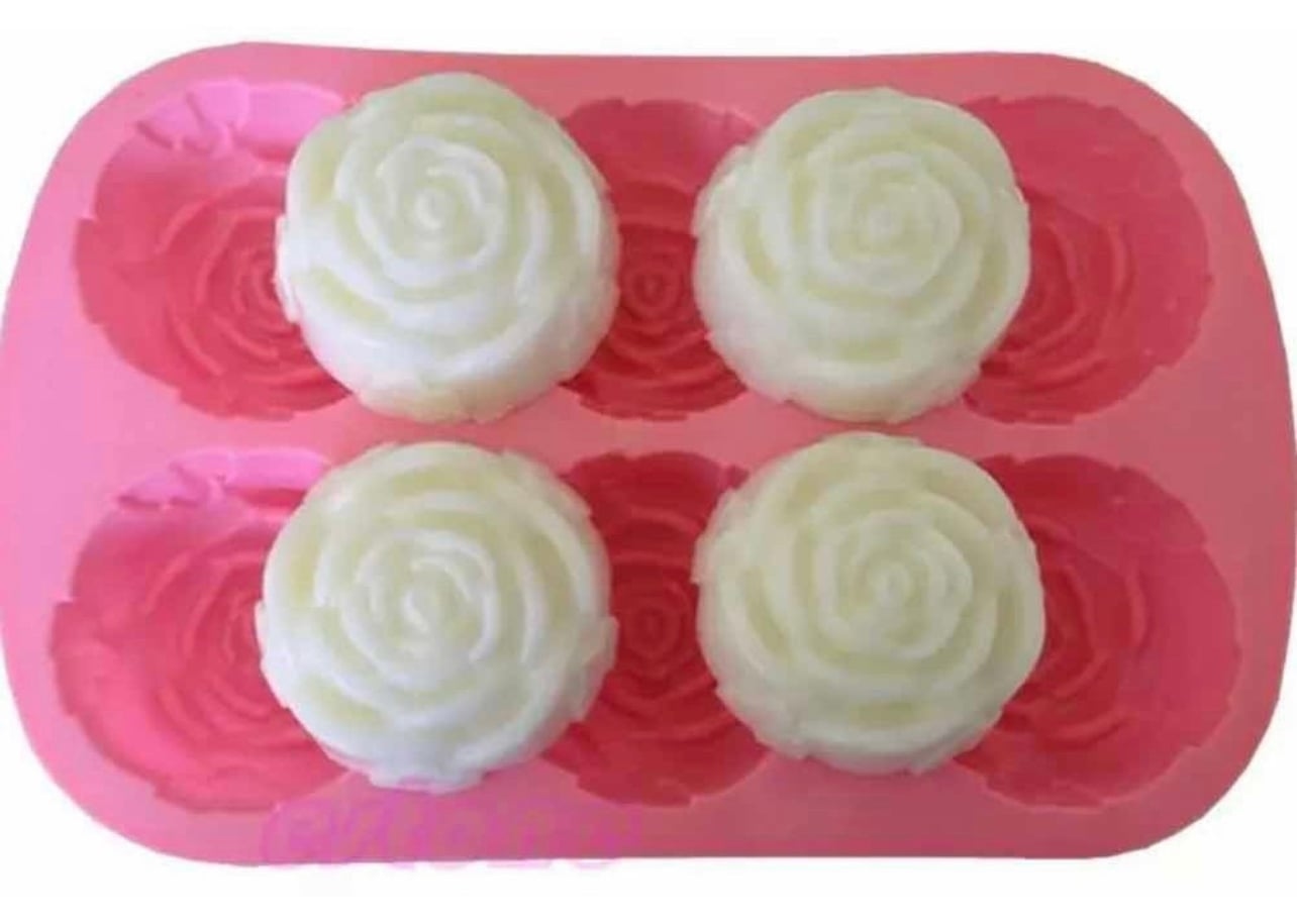 MOLDE DE SILICONA 6 ROSAS JABÓN REPOSTERÍA CHOCOLATE MUFFIN