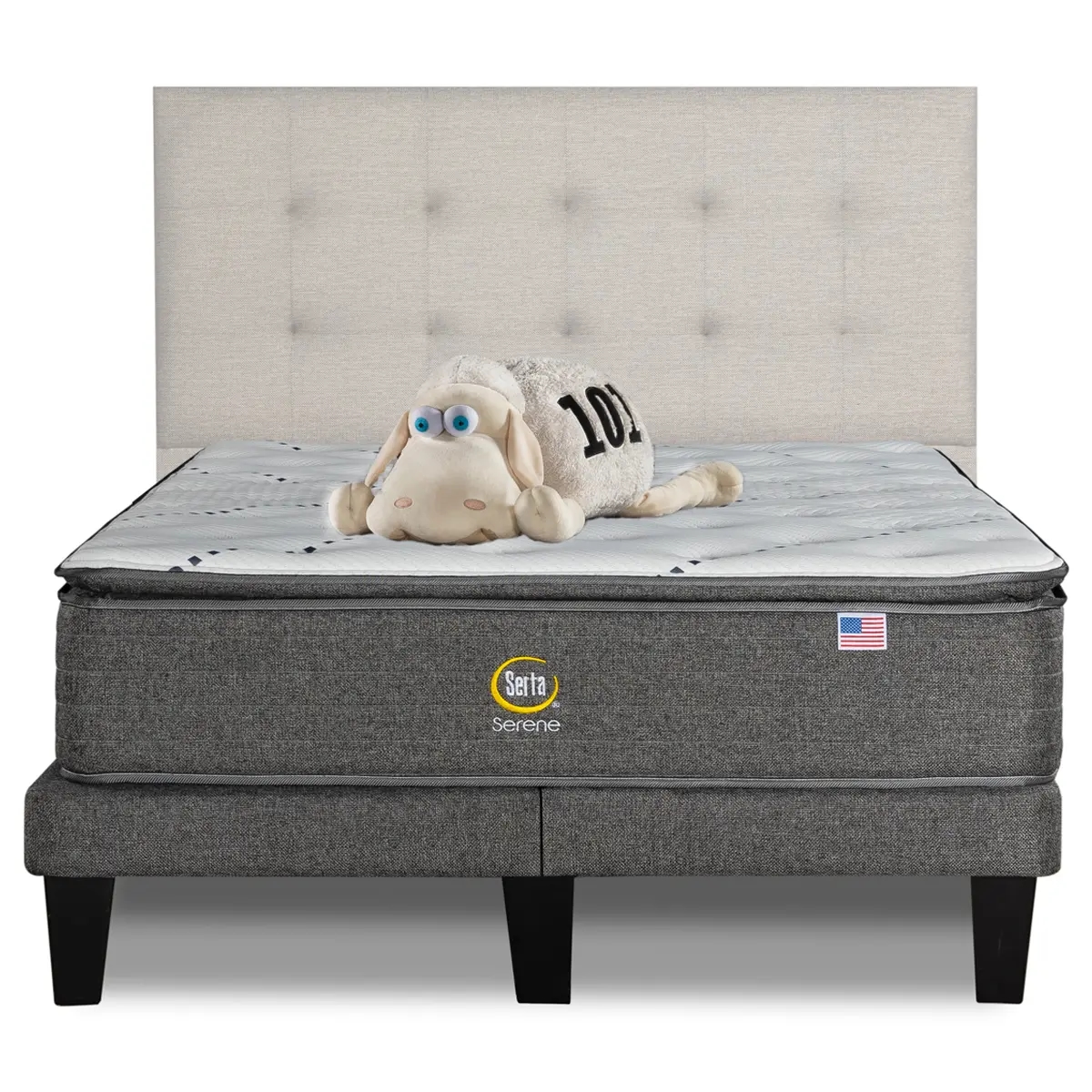 CAMA EUROPEA SERTA SERENE BD 2 PL + RESPALDO TIGNES ARENA