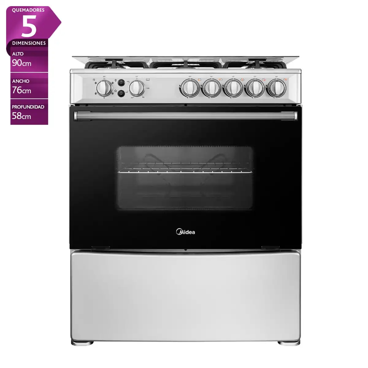 COCINA GAS LICUADO/NATURAL MIDEA 5 QUEMADORES MFO-MG30ACQSL